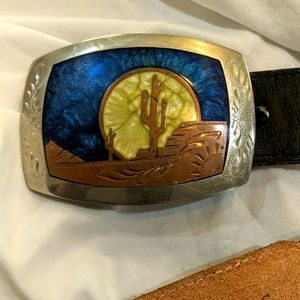Johnson & Held belt buckle with cowhide belt